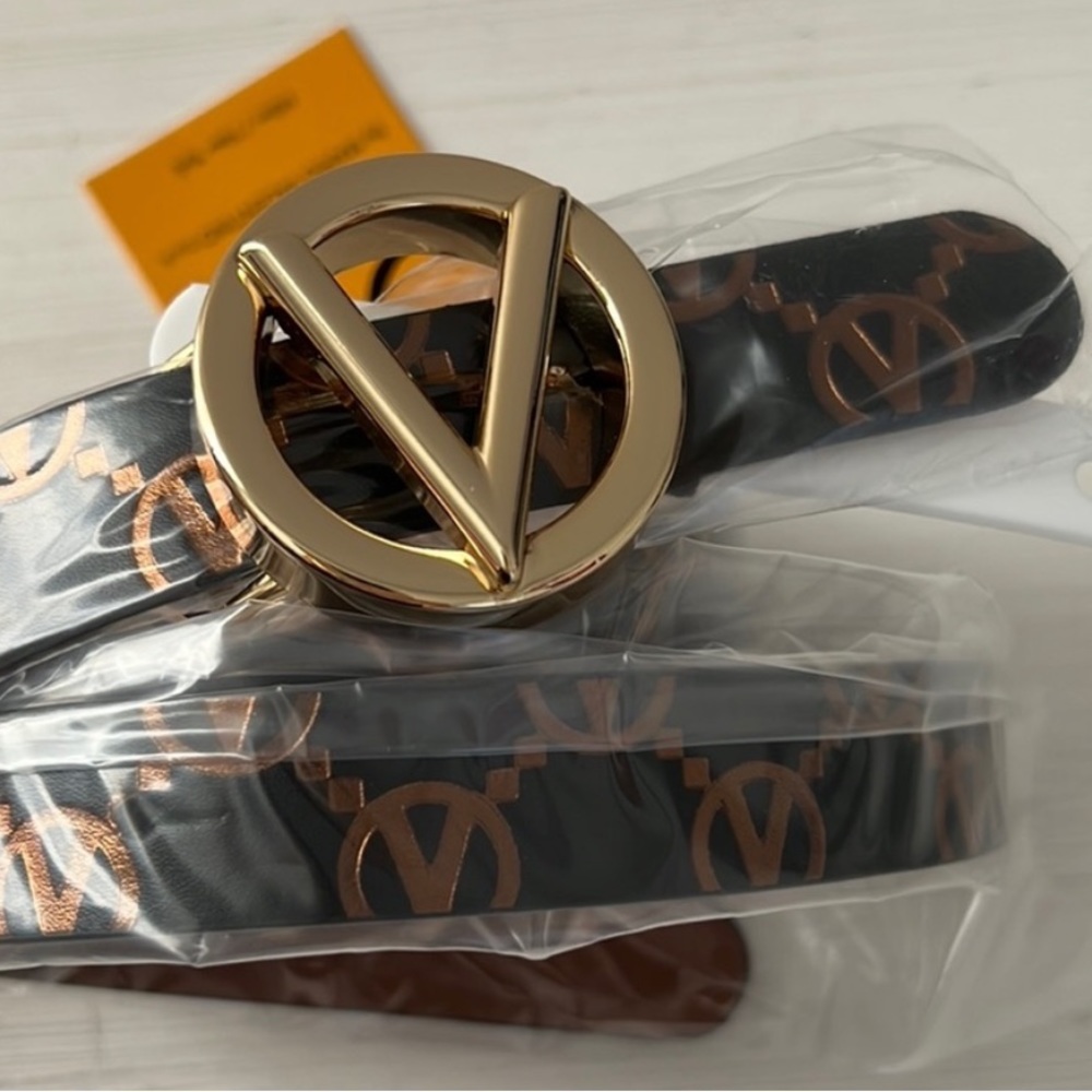 Valentino Baby Monogram Logo Leather Belt